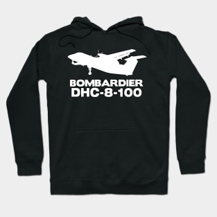 Bombardier Dash 8-100 Silhouette Print (White) Hoodie